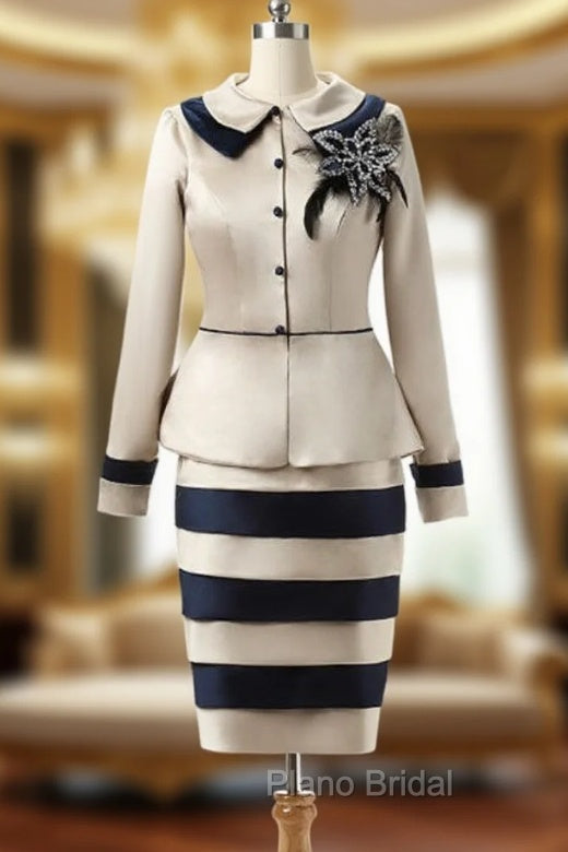 Champagne 3/4 Sleeve Knee Length Mother of the Bride Dresses With Jacket Main image