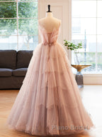 Champagne A-Line Beading Sequin Long Formal Prom Dress, Champagne Formal Dress