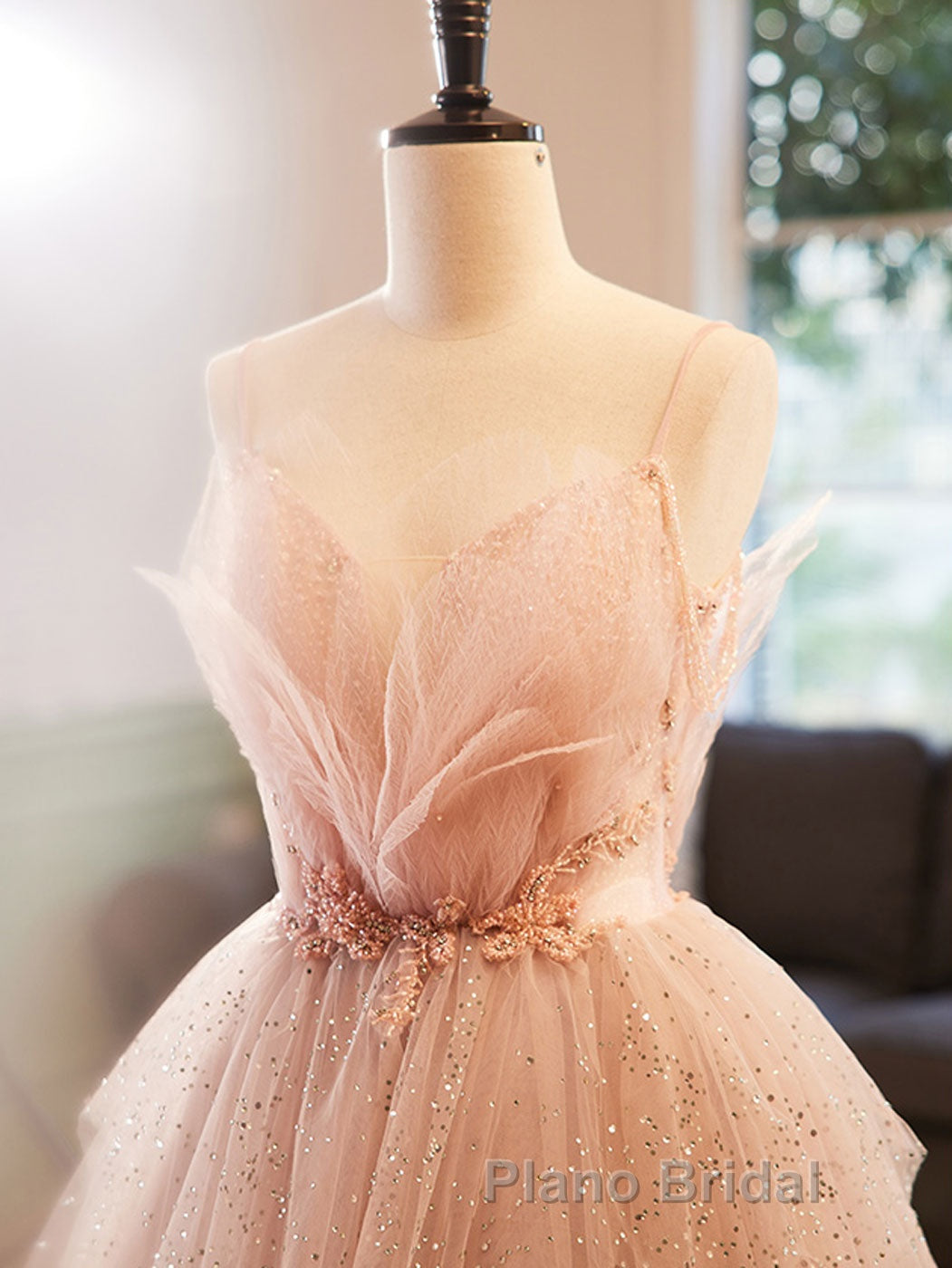 Champagne A-Line Beading Sequin Long Formal Prom Dress, Champagne Formal Dress