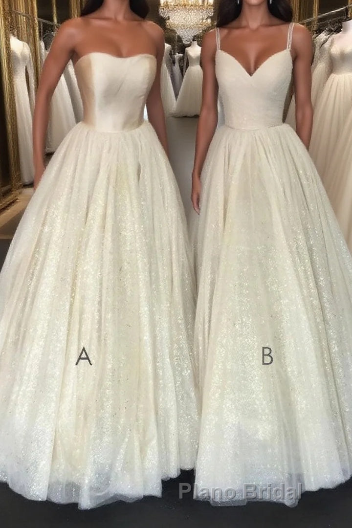 Champagne A-line tulle long Formal Prom dress champagne evening dress