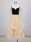 Champagne A-Line Tulle Short Formal Prom Dresses, Champagne Formal Dresses