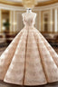 Champagne Ball Gown Sequins Backless Floor Length Formal Prom Dresses