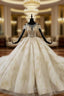 Champagne Ball Gown Tulle Sequins Beading Wedding Dresses