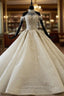 Champagne Ball Gown Tulle Sequins Halter Beading Wedding Dresses