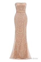 Champagne Beading Prom Dresses Sweep Train High Neck Zipper Sleeveless Evening Dresses