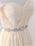 Champagne Chiffon Off Shoulder Long Prom Dress Bridesmaid Dress