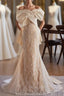 Champagne Mermaid Lace Satin Wedding Dresses