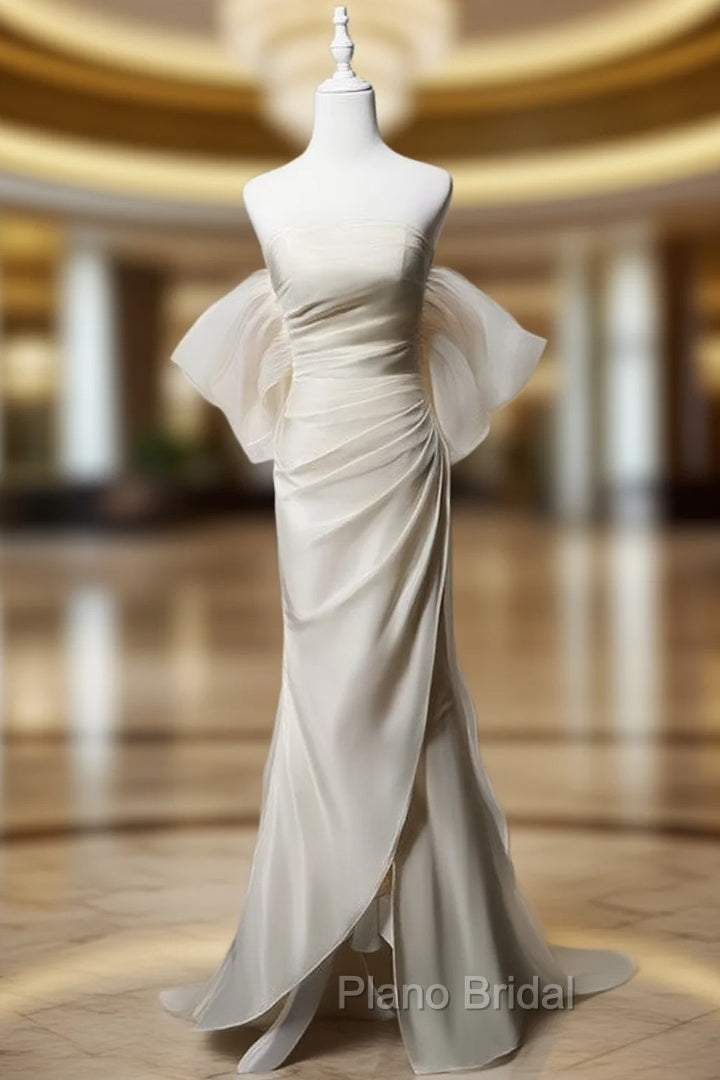 Champagne Mermaid Satin Pleats Wedding Dresses Main image