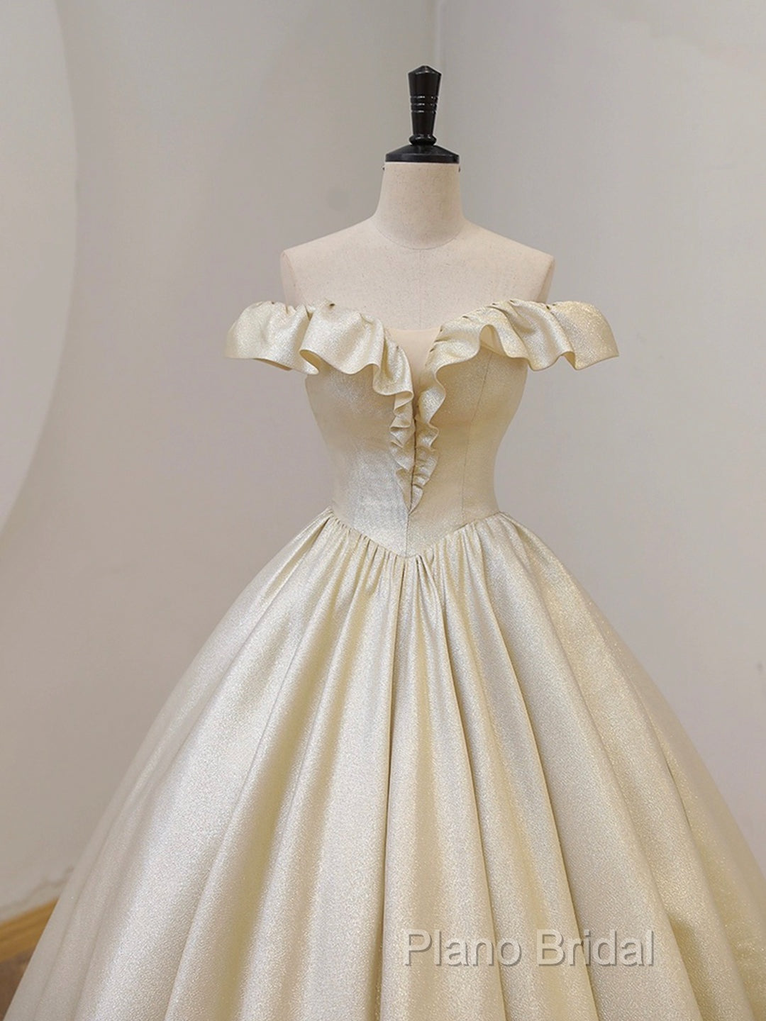 Champagne Off The Shoulder Floor Length Formal Prom Dresses, Elegant A-Line Formal Party Dresses