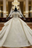 Champagne Sequins Backless Long Sleeve Beading Wedding Dresses
