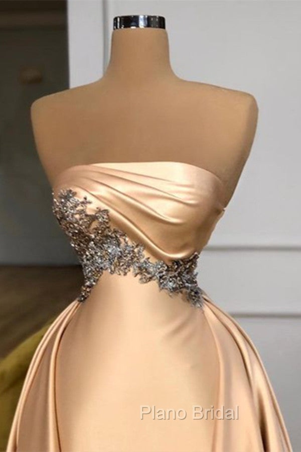 Champagne Strapless Overskirt Formal Prom Dresses Long With Crystals Secondary image