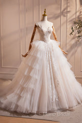 Champagne Sweetheart Layers Princess Dresses, Beautiful Spaghetti Straps Tulle Formal Gown