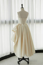 Champagne Tea Length Formal Prom Dresses, Champagne Tea Length Formal Homecoming Dresses