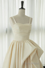 Champagne Tea Length Formal Prom Dresses, Champagne Tea Length Formal Homecoming Dresses
