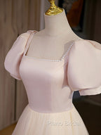 Champagne Tulle A Line Long Formal Prom Dresses, Champagne Formal Graduation Dresses