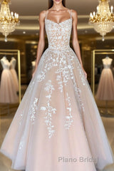 Champagne tulle lace long Formal Prom dress, champagne tulle formal dress