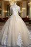 Champagne Tulle Off the Shoulder Appliques Beading Quinceanera Dresses