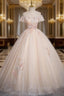 Champagne Tulle Off the Shoulder Sequins Quinceanera Dresses