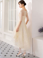 Champagne Tulle Short Formal Prom Dresses, Champagne Homecoming Dresses