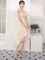 Champagne Tulle Short Formal Prom Dresses, Champagne Homecoming Dresses