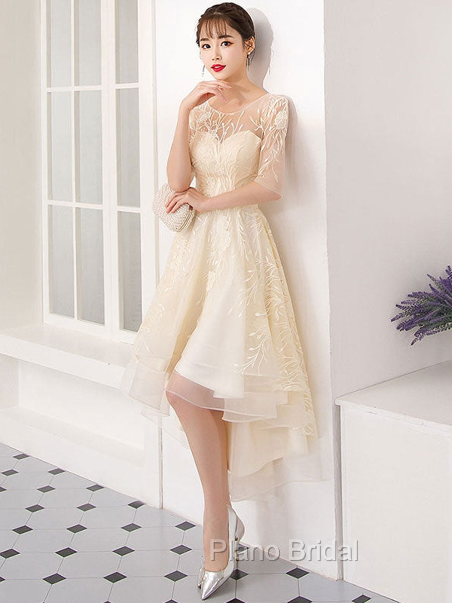 Champagne Tulle Short Formal Prom Dresses, Champagne Homecoming Dresses