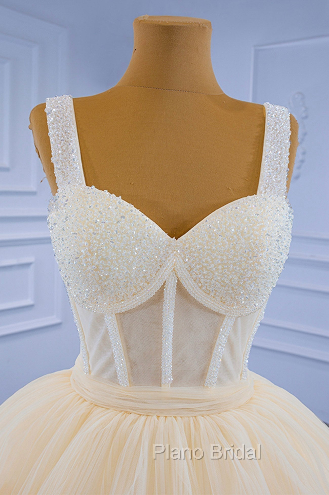 Champagne Tulle Short Formal Prom Dresses with Beaded, A-Line Tea Length Party Dresses Secondary image