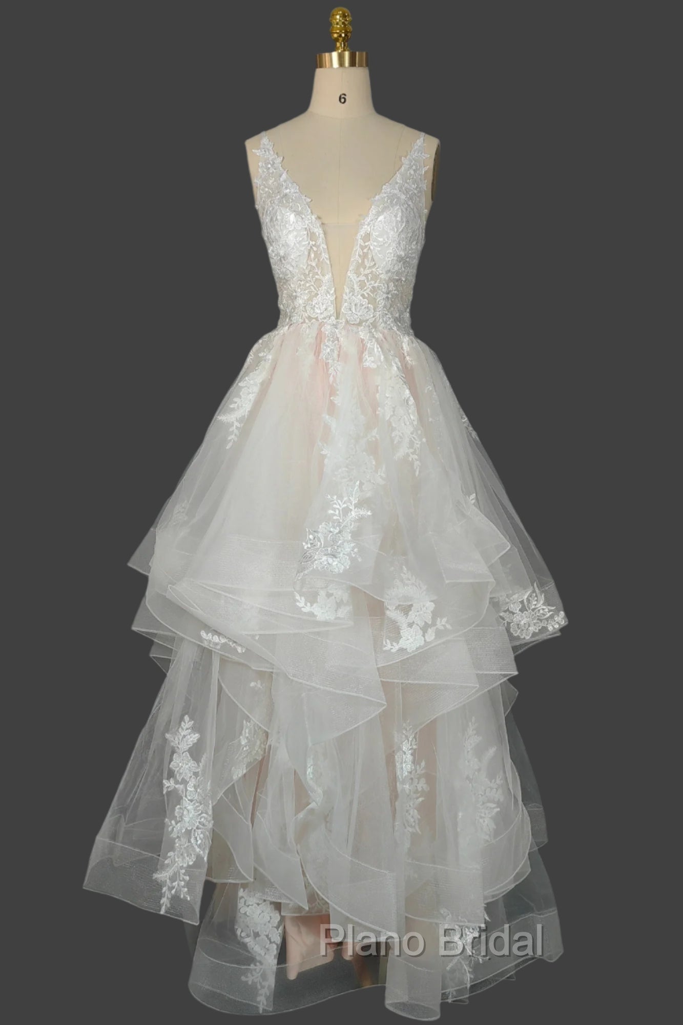 Champagne V-Neck Long Formal Prom Dresses A-Line Tulle Formal Evening Dresses