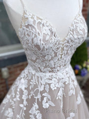 Champagne v neck tulle lace long Formal Prom dress lace tulle formal dress