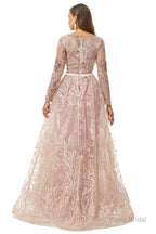 A-Line Tulle Beading Mermaid Long sleeves Prom Dresses with Overskirt