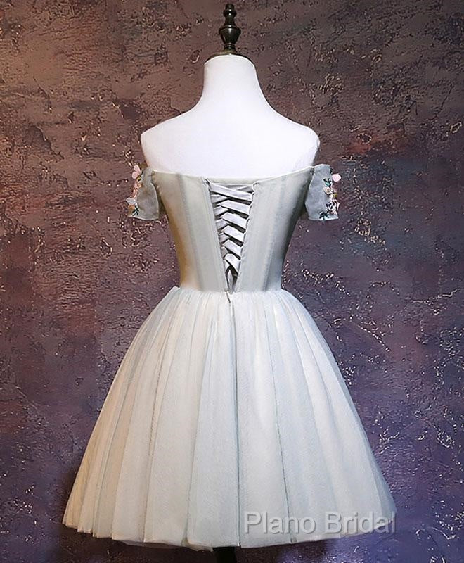 Charming Floral Short Tulle Formal Prom Dresses, Knee Length Party Dresses, Formal Dresses