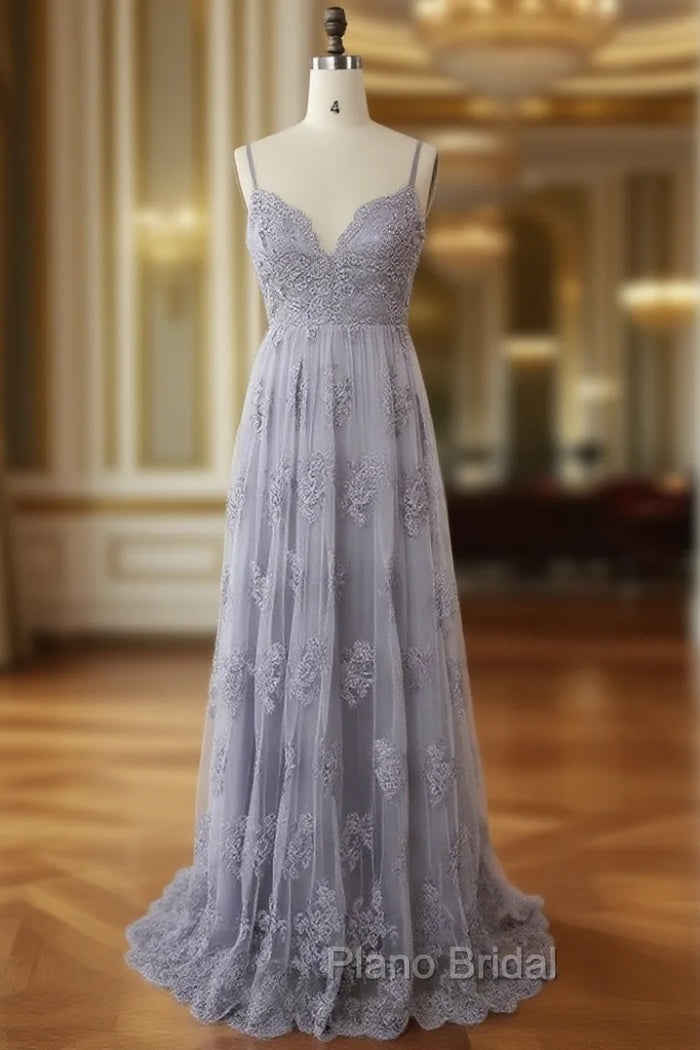 Charming Grey Lace Evening Party Dresses , High Quality Formal Gown Main image
