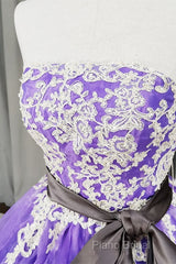 Charming Handmade Organza Purple Sweet 16 Gown, Party Dresses