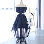 Charming Navy Blue Tulle Party Dresses with Flowers, Cute Formal Prom Dresses
