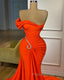 Charming One-should Sleeveless Mermaid Formal Prom Dresses With Ruffles Long
