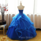 Charming Royal Blue Tulle Formal Prom Gown , Sweet Party Dresses