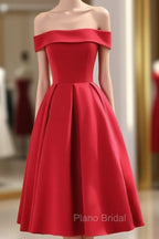 Charming Satin Red Off The Shoulder Homecoming Dresses, Party Dresses
