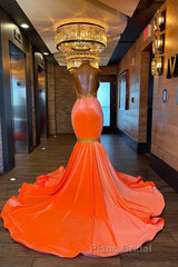 Charming Sleeveless Halter Backless Mermaid Formal Prom Dress With Gold Beading