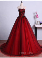 Charming Sweetheart Red and Black Gown, Sweet 16 Dresses, Formal Dresses