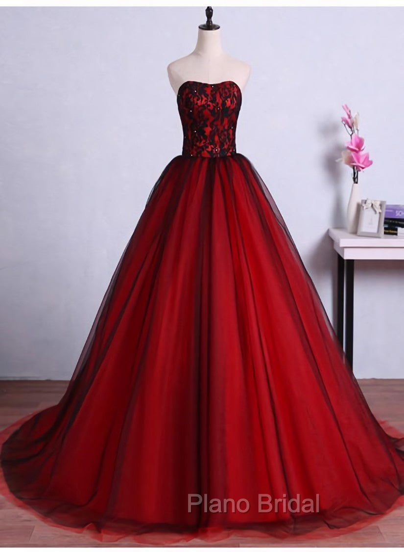 Charming Sweetheart Red and Black Gown, Sweet 16 Dresses, Formal Dresses