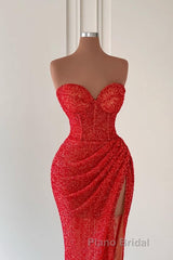 Charming Sweetheart Sleeveless Mermaid Formal Prom Dresses Long Slit Online