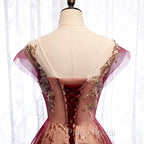 Charming Tulle Cap Sleeves Long New Party Gown, Formal Prom Dresses