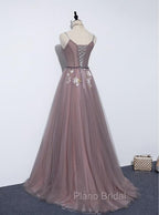 Charming V-neckline Flowers Dark Pink Formal Prom Gown, Long Formal Dresses