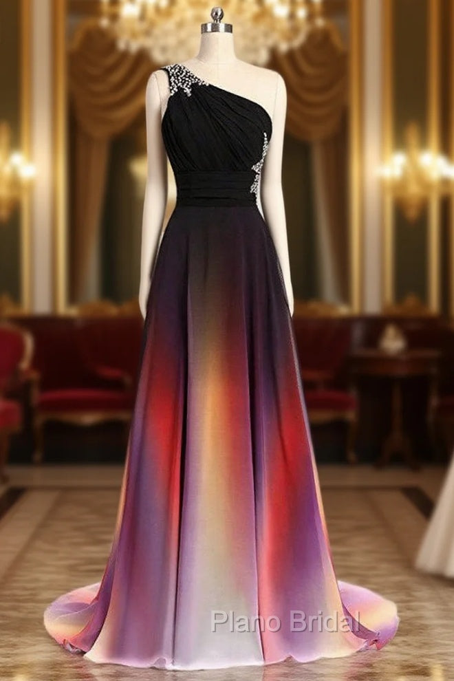 Cheap Chiffon One Shoulder Pleats Beading Bridesmaid Dresses Main image