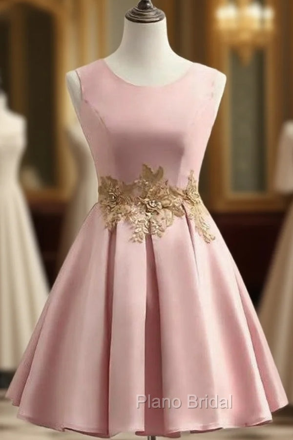 Cheap Homecoming Dresses A-line Short Formal Prom Dresses Appliques Main image