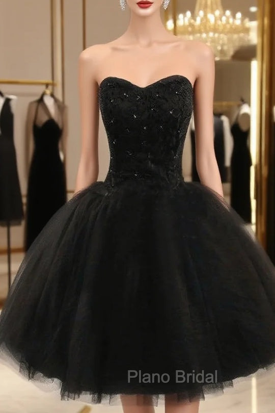 Cheap homecoming Dresses Black Ball Gown Sweetheart Short Formal Prom Dresses Main image