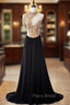 Cheap Formal Prom Dresses Sexy A-line High Neck Sweep Train Chiffon