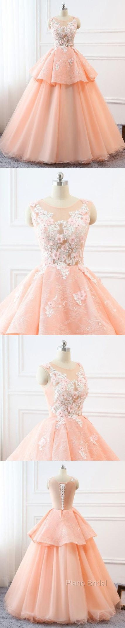 Chic A-Line Scoop Long Formal Prom Dresses Lace Formal Prom Dresses Ball Gowns Formal Dresses
