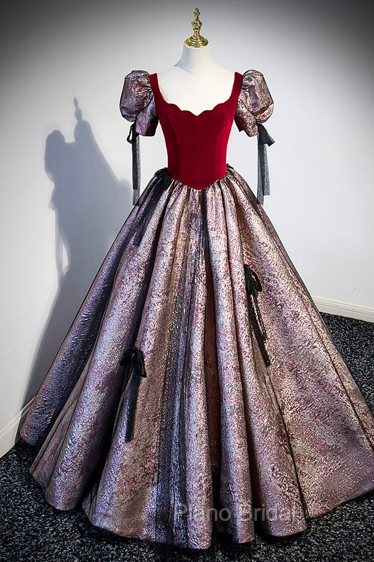 Chic A-Line Short Sleeve Formal Prom Dresses, Cute Evening Party Dresses Main image