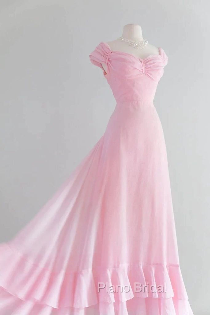 Chic A Line Sweetheart Pink Satin Long Evening Dresses Formal Prom Dresses