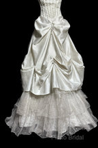 Chic Ball Gown Strapless Taffeta Ivory Long Wedding Dresses Bridal Dresses